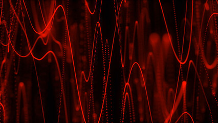 Poster - Abstract Red Lines and Dots on Black Background Creating a Dynamic and Energetic Composition dark