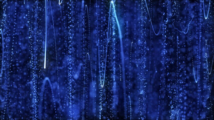 Poster - Abstract Blue Particle Trails and Light Streaks A Dynamic and Energetic Visual Representation The image