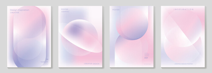 Aufkleber - Modern gradient liquid glass poster background vector set.Cover template with perspective geometric prism shape. Ideal design for social media, cover, banner, wallpaper, promotion, ads.