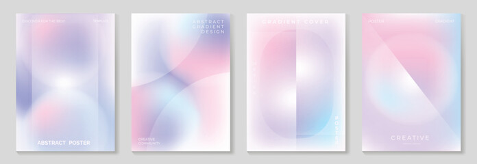 Aufkleber - Modern gradient liquid glass poster background vector set.Cover template with perspective geometric prism shape. Ideal design for social media, cover, banner, wallpaper, promotion, ads.
