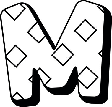 M creative childish letter vector illustration