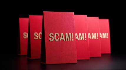 Poster - Email security, spam call. Red boxes displaying the word 