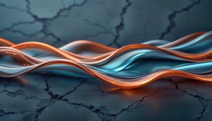 Aufkleber - Abstract wave patterns in orange and blue on a textured surface for computer backgrounds
