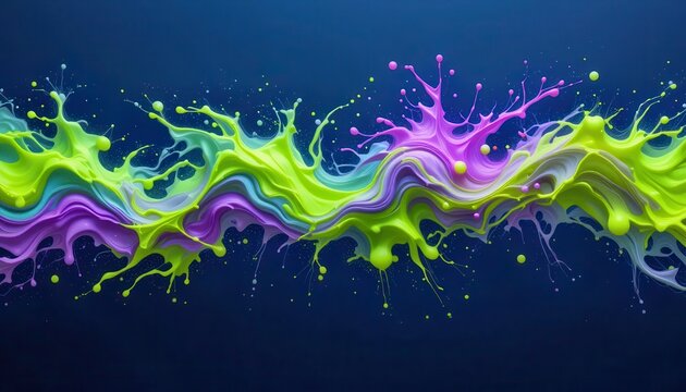 Colorful liquid splash design for computer backgrounds featuring vibrant shades of green and purple