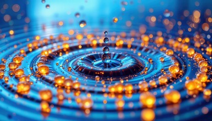 Aufkleber - Rippling water surface with glowing droplets creates mesmerizing digital background