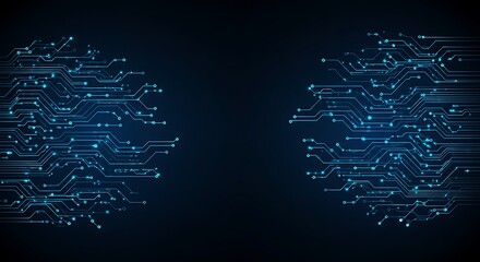 Poster - Abstract Futuristic Technology Background Circuit Board Design with Glowing Lines and Connections