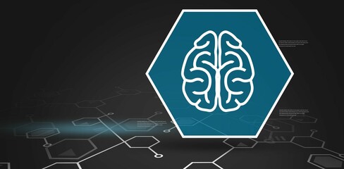 Poster - Digital background with brain sign