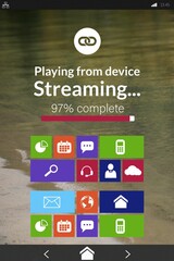 Poster - Digitally generated image of various computer icons with progress bar