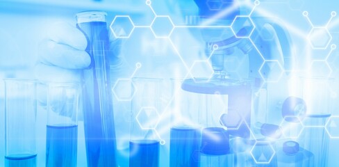 Poster - Background with Scientist working in laboratory