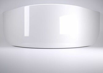 Poster - White ceramic bowl is being shown in studio shot, reflecting light on white backdrop, copy space