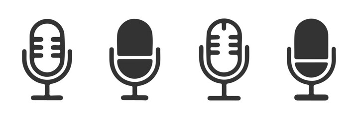 Poster - Microphone icon set vector mic icon symbol ; Podcast microphone web icon ; record, audio, sound, voice icons. Microphone Icon. Mic sign. Karaoke microphone icon. Broadcast mic sign. Simple Minimalist.