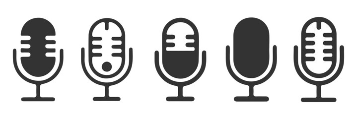 Poster - Microphone icon set vector mic icon symbol ; Podcast microphone web icon ; record, audio, sound, voice icons. Microphone Icon. Mic sign. Karaoke microphone icon. Broadcast mic sign. Simple Minimalist.