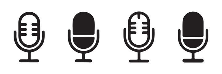 Poster - radio mic icon on white background. Simple element illustration from Hardware concept. editable stroke outline style for app user interface and web vector elements. Silhouette Karaoke Microphone Flat.