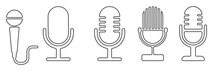 Poster - Vintage microphone continuous one line drawing. Microphone single line art illustration. Editable vector. retro microphone icon. Silhouette Karaoke Microphone Flat Illustration in Simple Minimalist. 