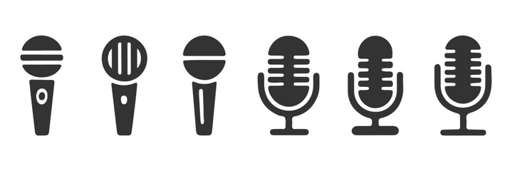 Poster - radio mic icon on white background. Simple element illustration from Hardware concept. editable stroke outline style for app user interface and web vector elements. Silhouette Karaoke Microphone Flat.