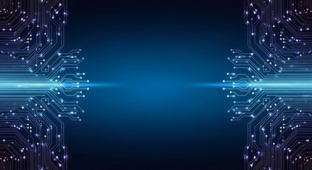 Poster - Abstract digital circuit board design with glowing blue light effect, futuristic concept.