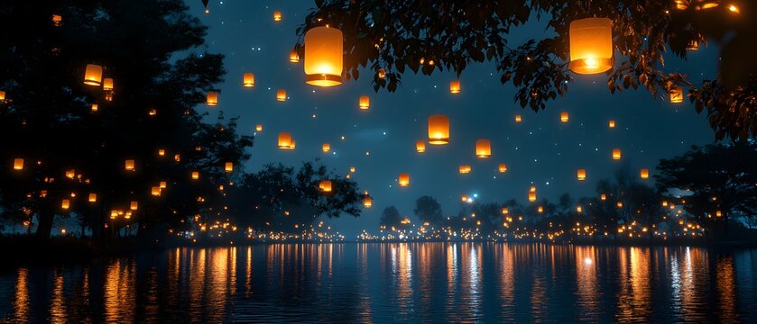 New year festival background, lanterns.