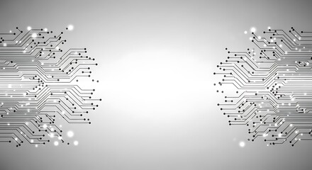 Poster - Abstract circuit board design, symmetrical pattern on a light gray background.
