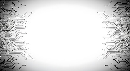 Poster - Abstract circuit board design, with intricate lines and connections, framing a blank center space.