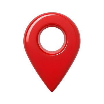 Red 3d location pin icon isolated on transparent background