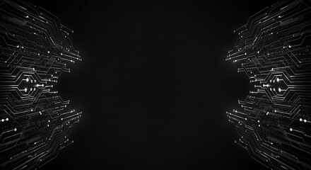 Poster - Abstract image of a circuit board pattern on both sides of a dark background.