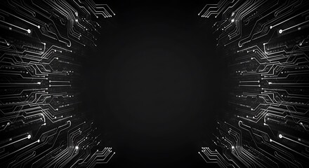 Poster - Abstract digital circuit board design featuring glowing lines and a dark background.