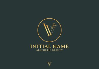 Leinwandbilder - Letter Vv Beauty Logo with Flourish Ornament Luxury	