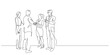 © gthd - group of people talking and meet up business community one line drawing continuous. thin line illustration contour of networking and meeting group hand drawn copy space