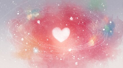 Wall Mural - Whimsical heart galaxy with sparkling stars in a colorful cosmic swirl