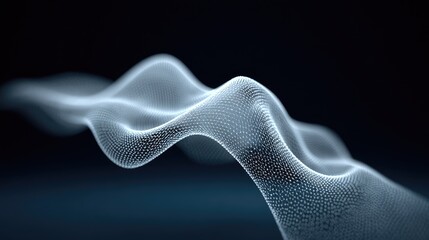Fototapete - Abstract Wave Pattern with Glowing Dots on a Dark Background