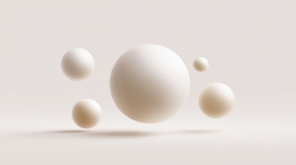 Poster - Floating White Spheres on Soft Minimalist Background Design
