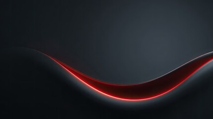 Poster - Elegant Curved Lines with Red Glow on Dark Background