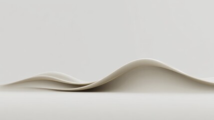 Poster - Serene Flowing Curves in Soft White Tones on Minimalistic Background