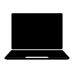 Poster - Black laptop silhouette on white background for technology or office use