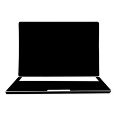 Poster - Simple solid black silhouette of a laptop computer, perfect for icons