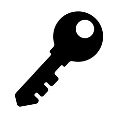 Poster - Simple Black Key Silhouette on White Background for Security and Access