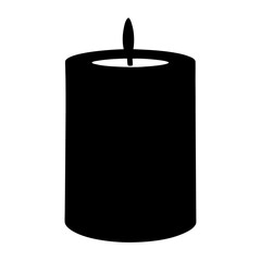 Poster - Silhouette of a classic cylindrical candle with a burning flame on top