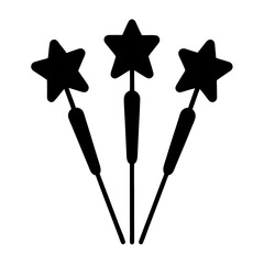 Poster - Three black star sparklers isolated on a white background for design