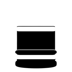 Poster - Black and white abstract drawing of a container with curved edges