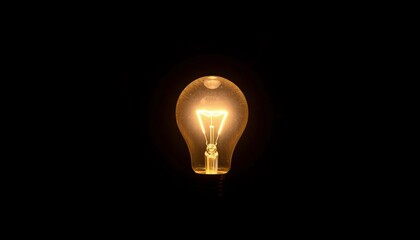 Poster - A bright, glowing light bulb, radiating light against a dark background,  progress,  bright