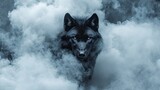 Dark wolf shrouded in a mystical smoke