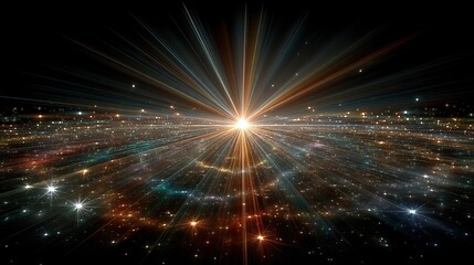 Wall Mural - Radiating light emanating from a point across a glowing, textured space