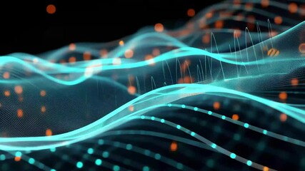 Fototapete - Futuristic technology wallpaper showcasing digital waves and vibrant patterns in a high-tech environment, evoking a sense of advanced innovation and digital artistry