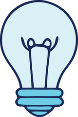 Poster - Stylized Lightbulb Illustration in Light Blue and Dark Blue Representing Ideas Innovation and Solutions Isolated on White Background for Creative Projects and Conceptual Designs