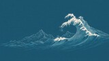 Ocean Wave Majesty: Capturing the raw power and beauty of the ocean's relentless force, a stunning wave surges, its crest a crown of frothy white, contrasting against the deep blue of the sea and sky.