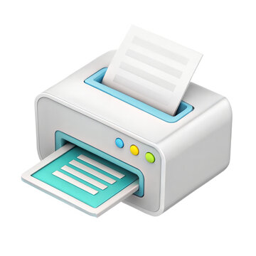 3D Paper printer Icon in Plastic Style on White Background.