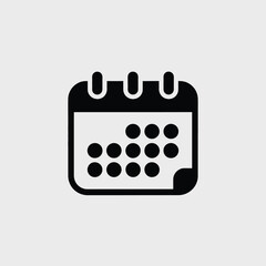 Aufkleber - Black and White Calendar Icon Minimalist Design Square Shape Filled Circles Date Graphic image