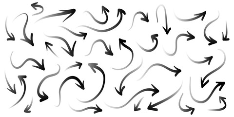 Poster - Doodle Arrows icons Set. hand drawn arrow icon with various directions. isolated on a white background