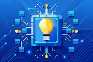 Leinwandbilder - Creative Innovation Lightbulb inside CPU representing ideas and technological advancement