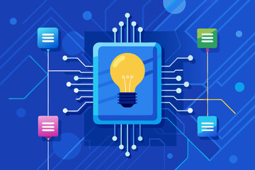 Leinwandbilder - Creative Idea Light Bulb with Circuit Board Innovation and Technology Concept